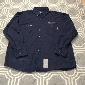Tyndale FR Shirt Men’s Size XL Button Up Blue Workwear 9 CAL HRC 2 Long Sleeve